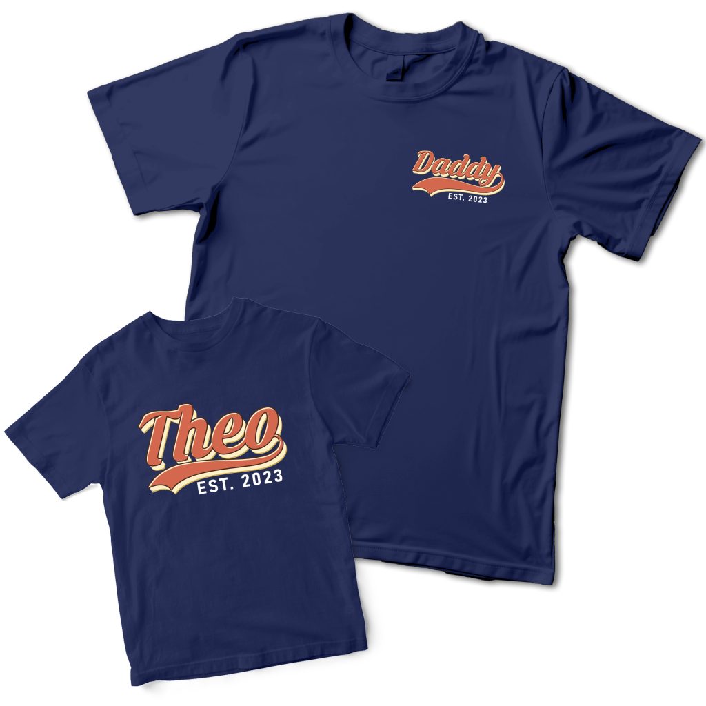 Personalised Matching Fathers Day T Shirt Set with Year Name Daddy and Baby Gift Personalised Matching Fathers Day T Shirt Set with Year Name Daddy and Baby Gift Father's Day Gifts Purple Print House