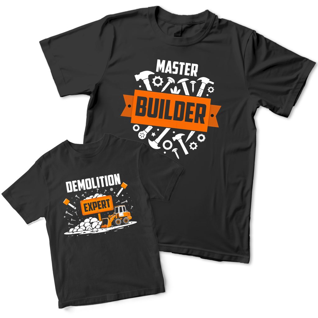 Master Builder Demolition Expert Matching T Shirt Set For Baby Boy and Daddy Handyman Fathers Day Gift Master Builder Demolition Expert Matching T Shirt Set For Baby Boy and Daddy Handyman Fathers Day Gift Baby Clothing Purple Print House