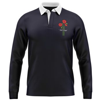 VE Day Embroidered Poppies Rugby Shirt Mens Lest We Forget Embroidery Jersey VE Day Embroidered Poppies Rugby Shirt Mens Lest We Forget Embroidery Jersey Memorial Gifts Purple Print House