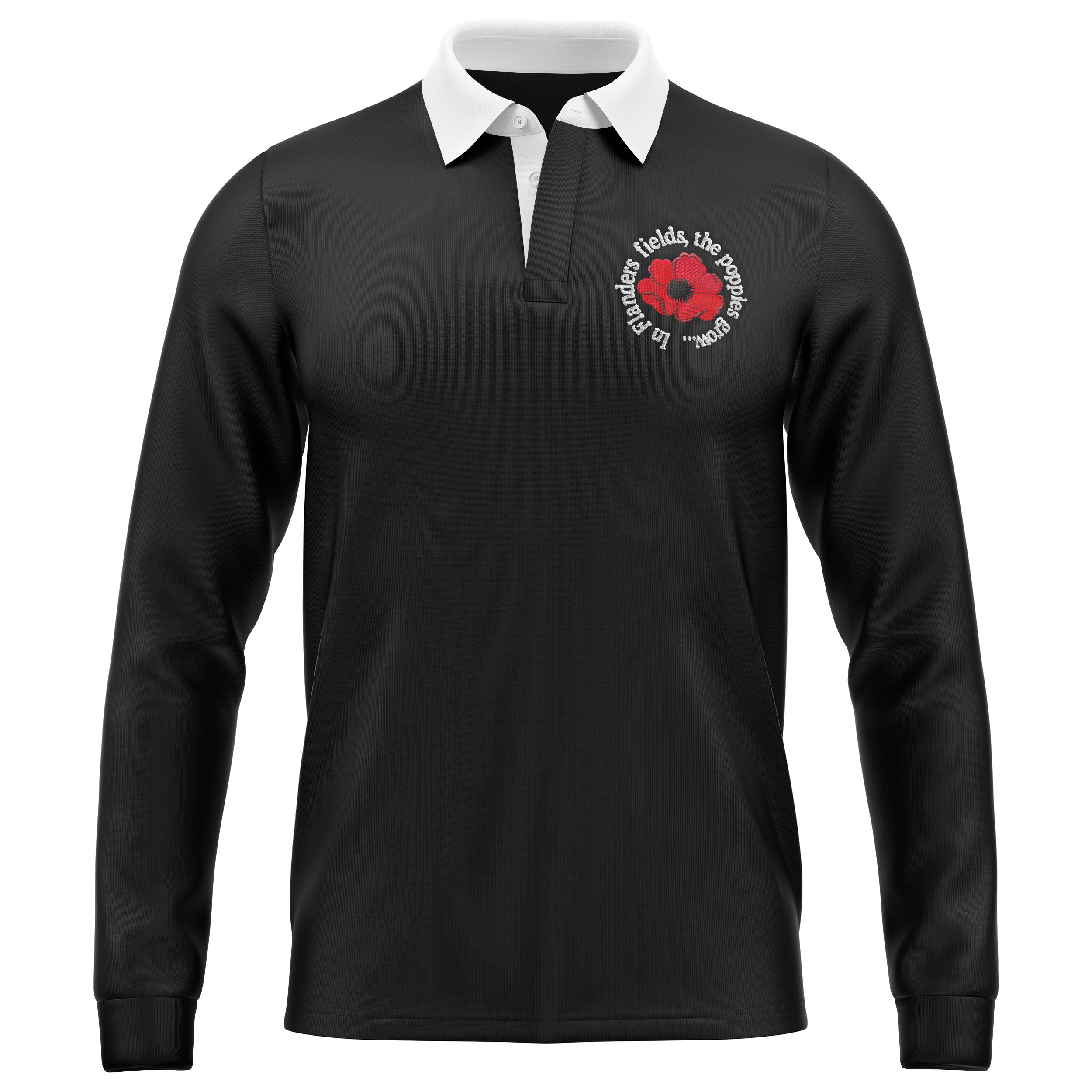 Red Poppy Rugby Shirt Men's VE Day Remembrance Jersey
