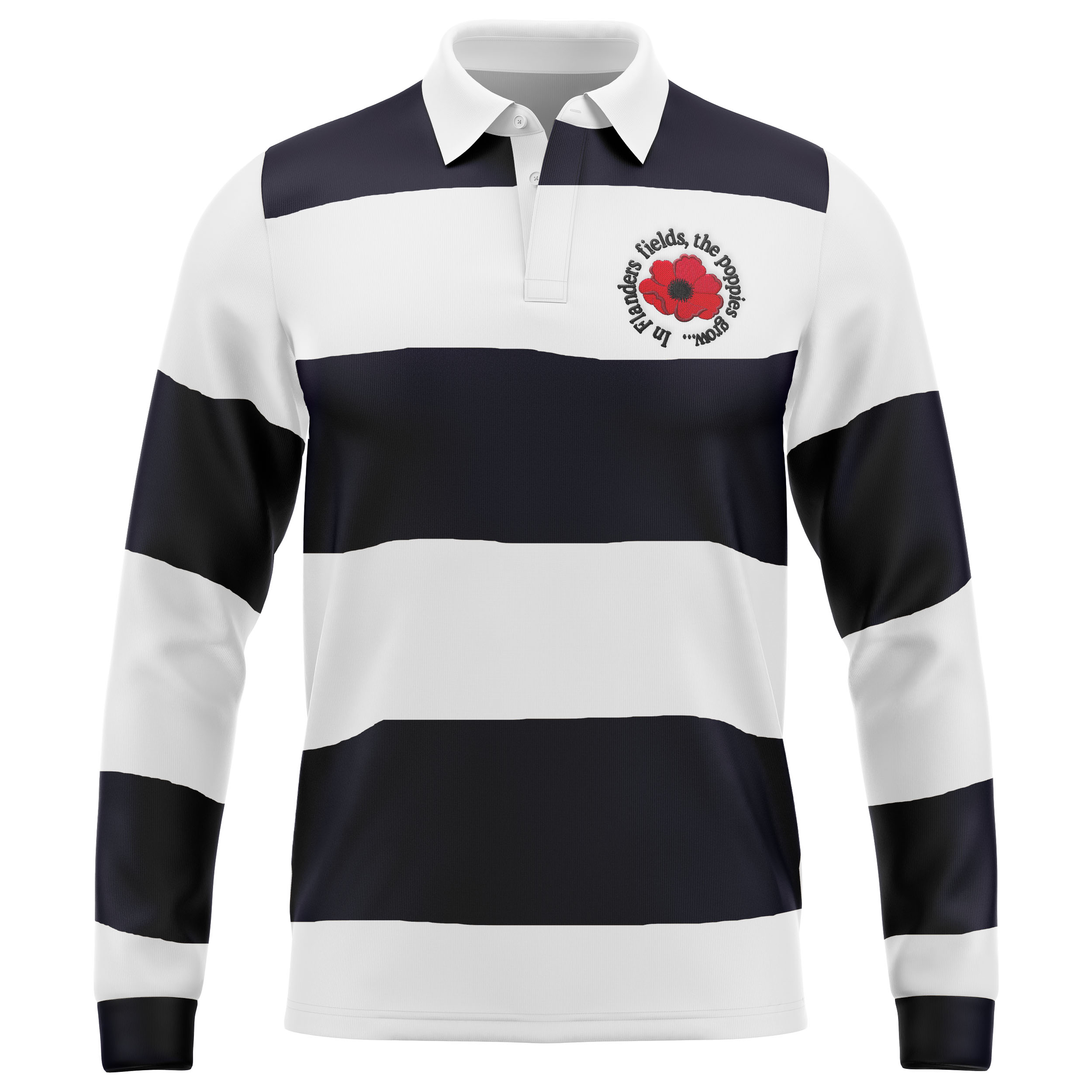 Red Poppy Rugby Shirt Men's VE Day Remembrance Jersey