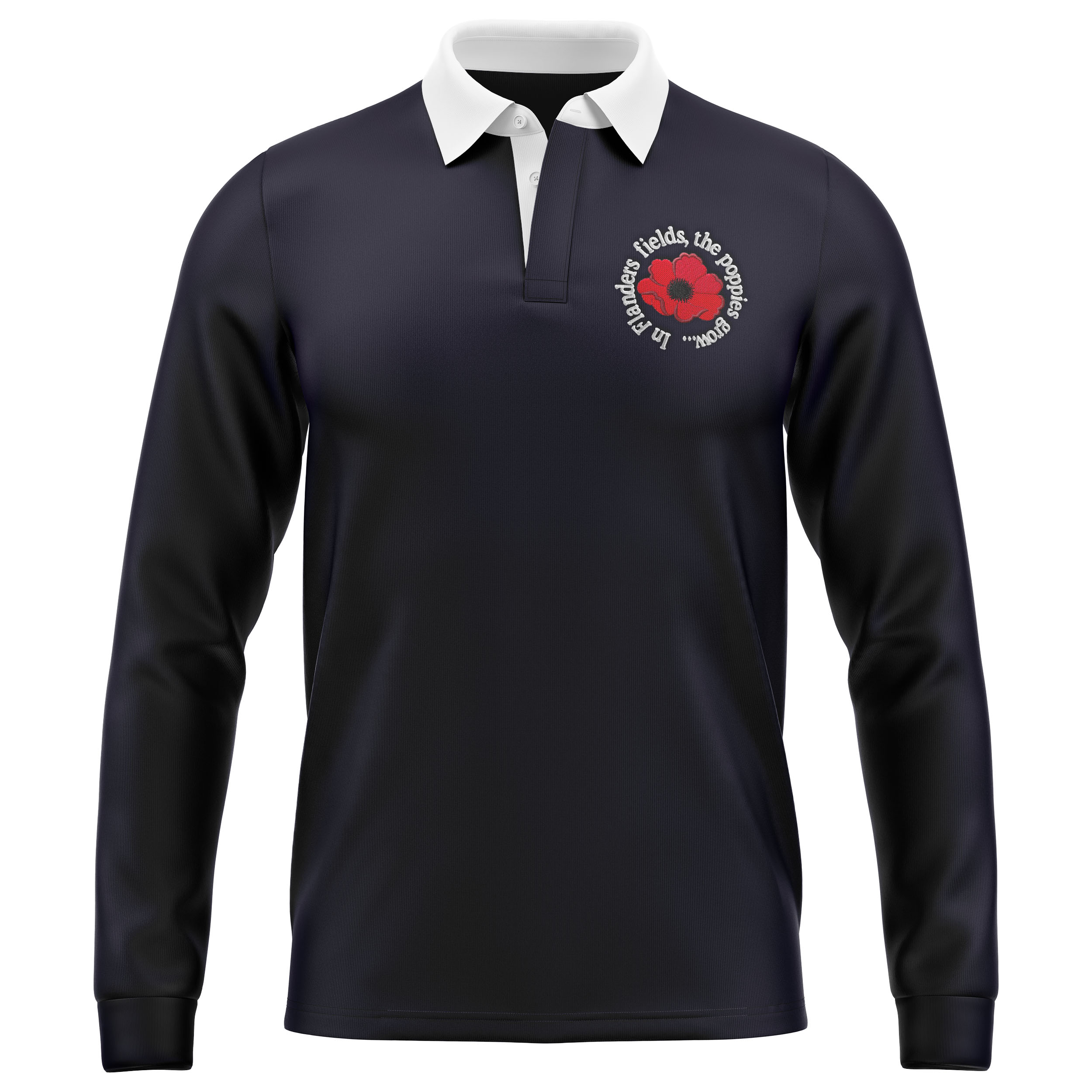 Red Poppy Rugby Shirt Men's VE Day Remembrance Jersey