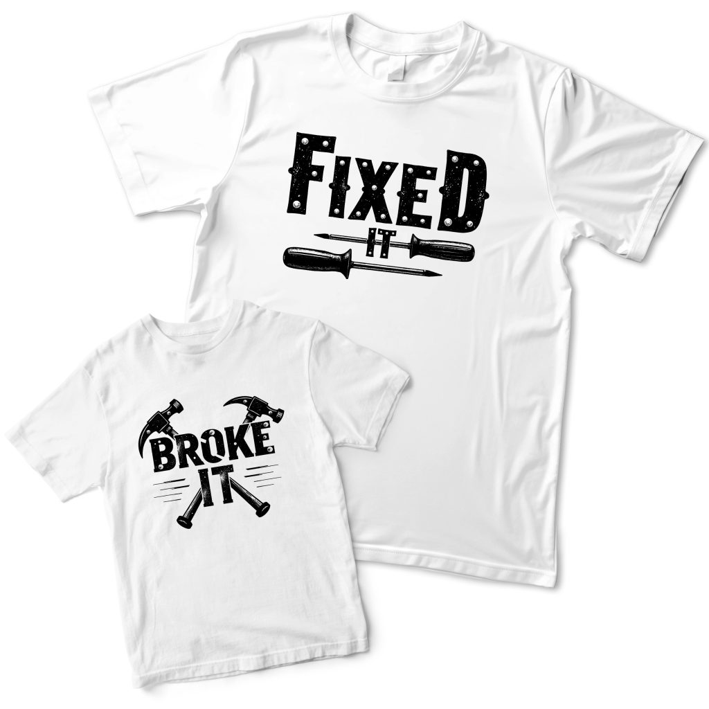 Funny Fathers Day Matching Baby T Shirt Fixed It Broke It Daddy Son Gift Set Funny Fathers Day Matching Baby T Shirt Fixed It Broke It Daddy Son Gift Set Baby Clothing Purple Print House
