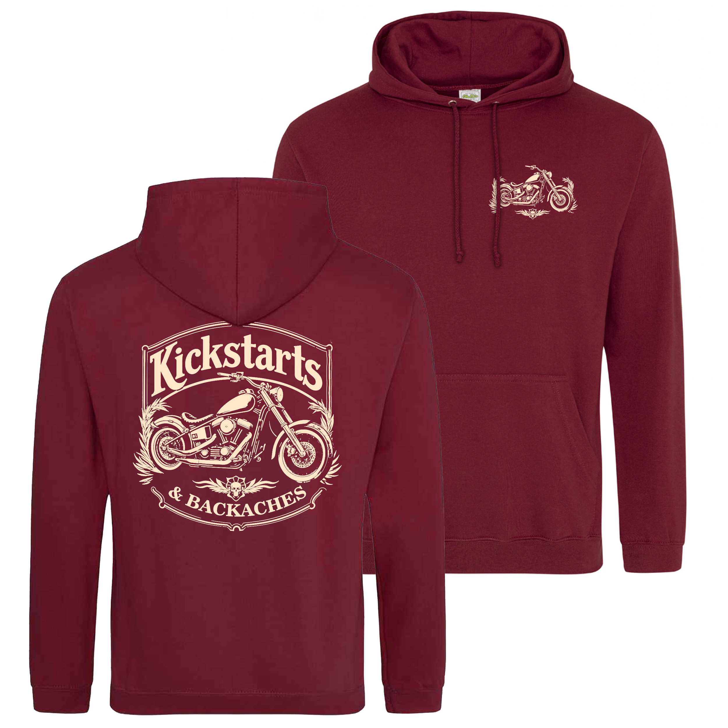 Funny Motorbike Hoodie - Kickstarts & Backaches Dad Gift