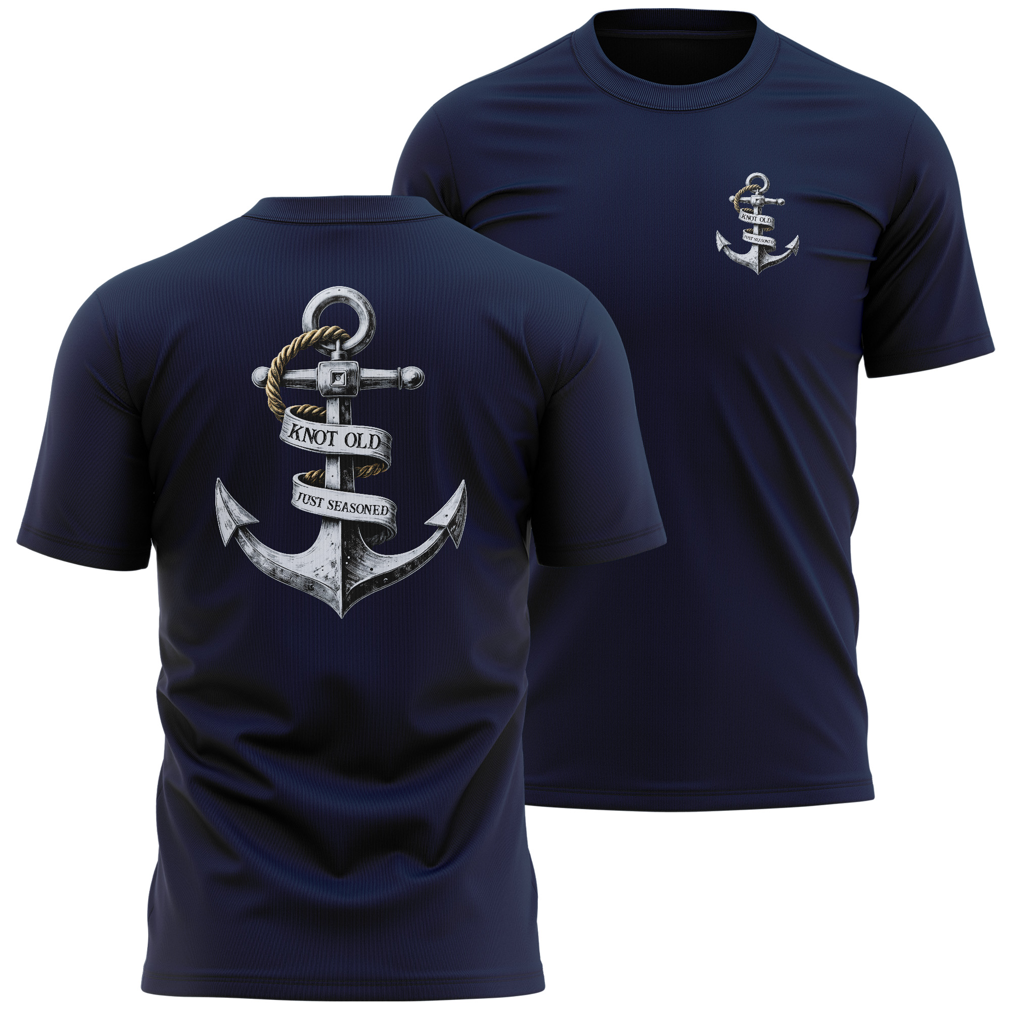Funny Sailing T Shirt For Men Knot Old Just Seasoned Anchor And
