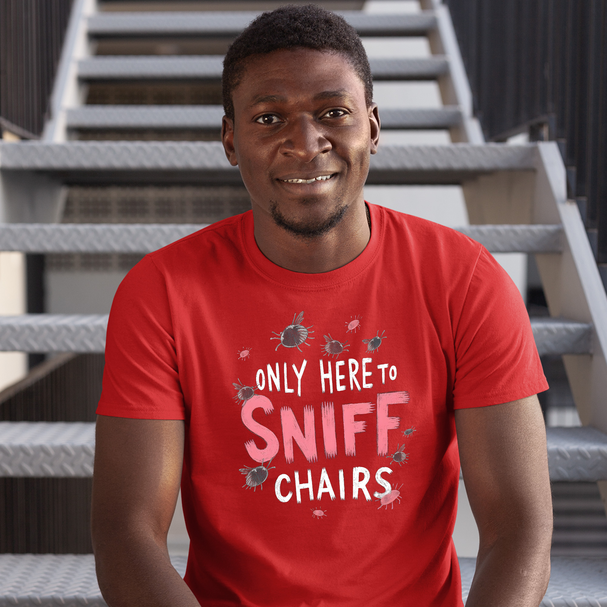Funny Sniff Chairs Bug T-Shirt | Humorous Mens Tee