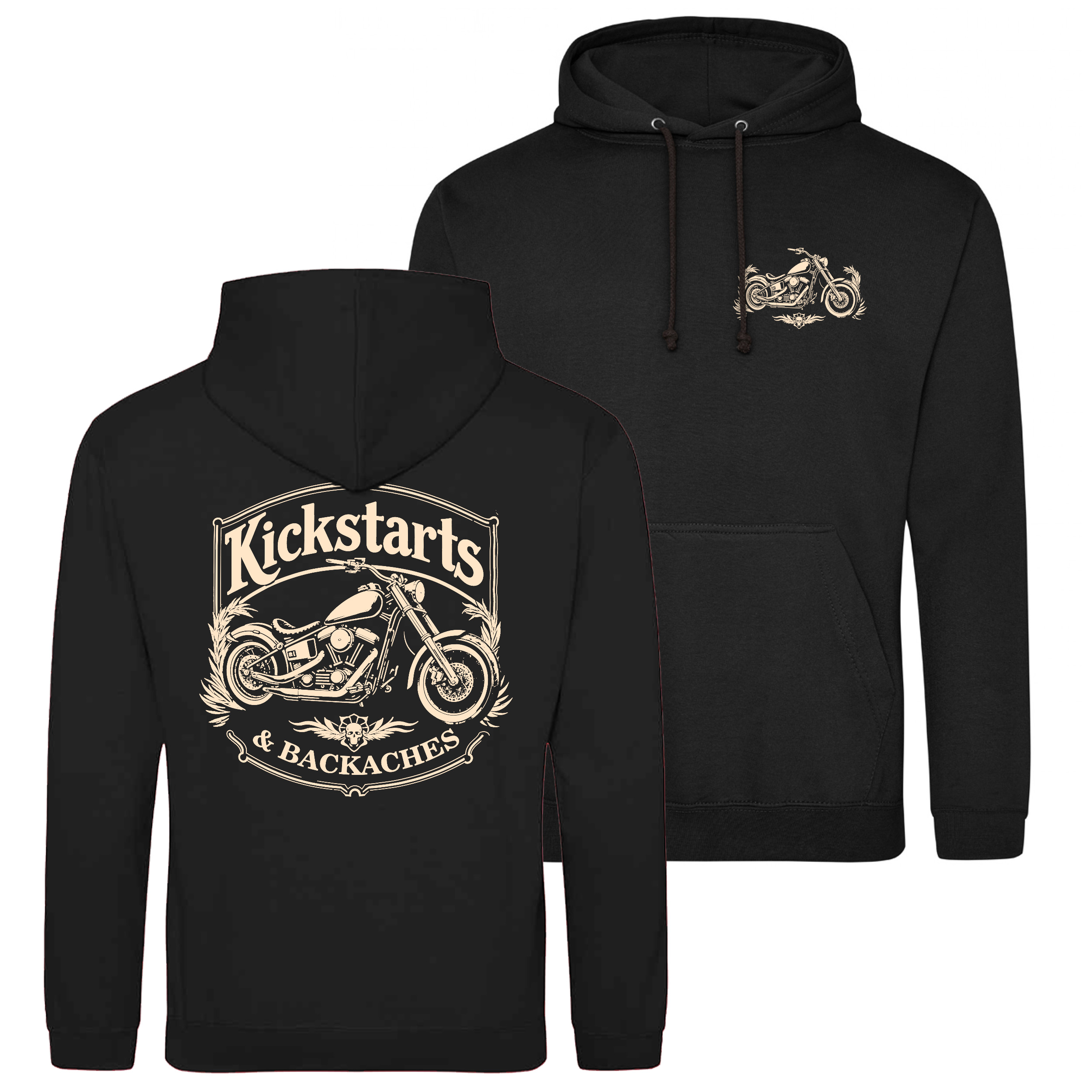 Funny Motorbike Hoodie - Kickstarts & Backaches Dad Gift