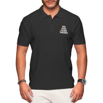 Mens Embroidered LGBT Polo Shirt with Life Gets Better Together Rainbow Text Men's Clothing Purple Print House