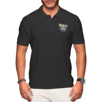 Mens Embroidered Gay Polo Shirt with Sounds Gay Iโm In Rainbow Text LGBTQ Gifts Purple Print House