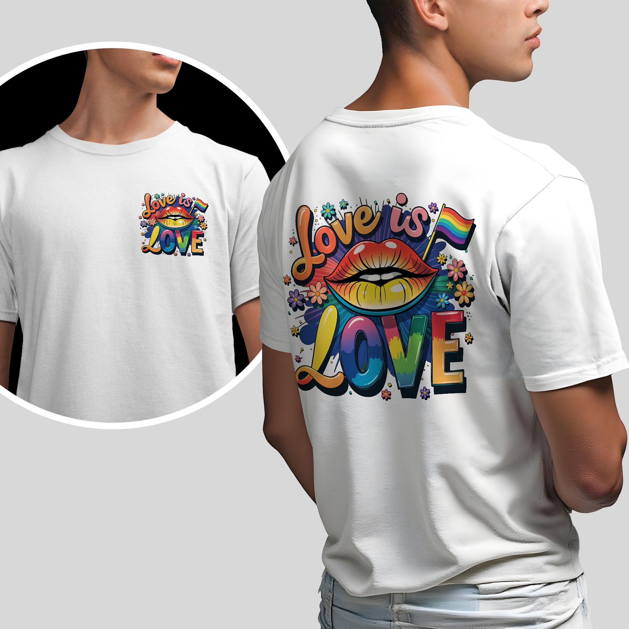 Maglietta OASIS Live Forever Rainbow - Unisex, Cotone, Manica Corta, Collezione Reunion Tour Pride