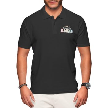 Embroidered LGBTQ Pride Polo Shirt with You Are Not Alone Rainbow Text Men's Clothing Purple Print House