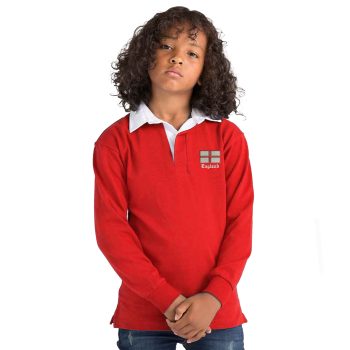 England Embroidered Kids Rugby Jersey with St Georges Cross and English Red Rose Children's Sportswear Purple Print House