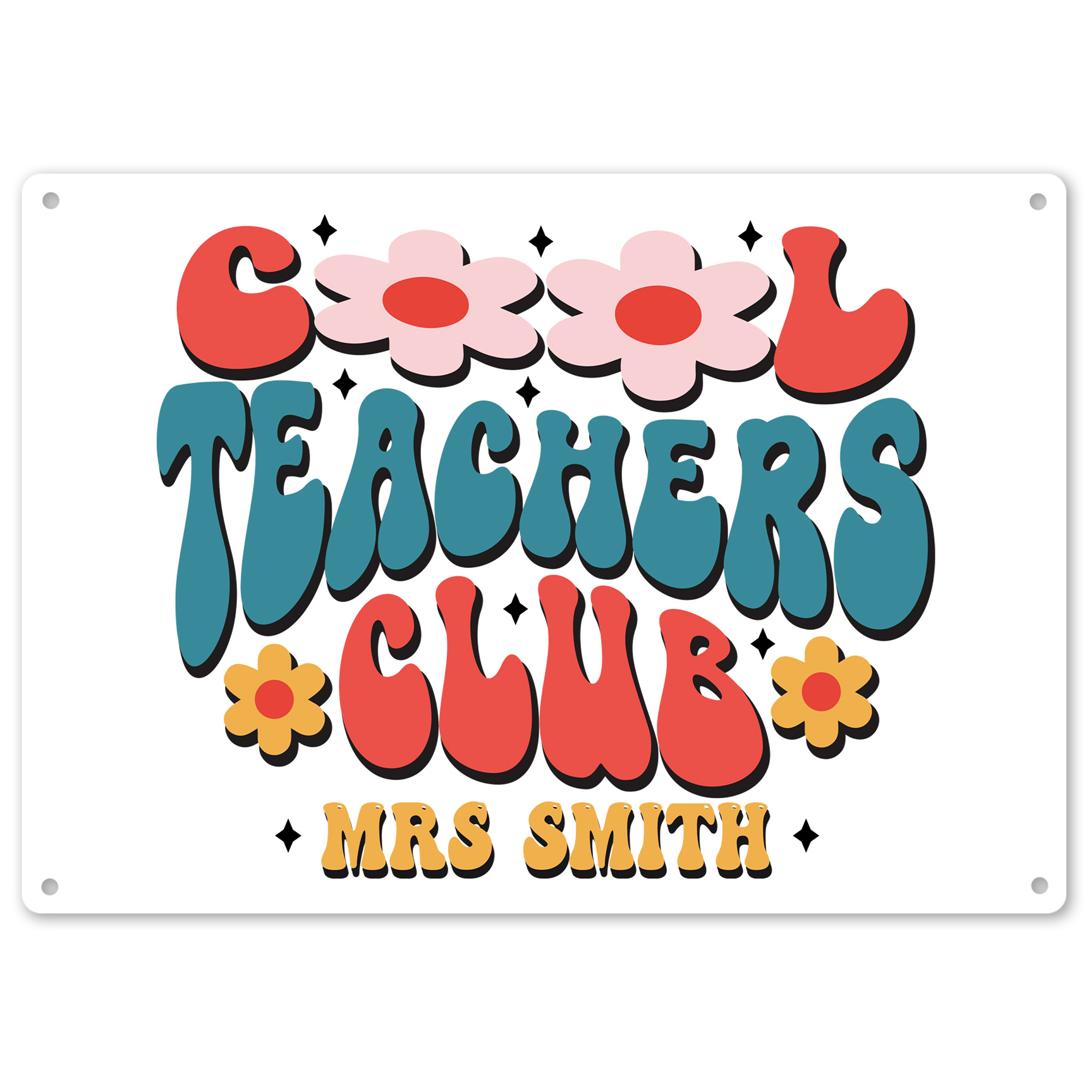 Personalised Teacher Metal Sign - Retro Cool Teachers Club