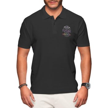 Embroidered Pride Polo Shirt for Men with The Future is Diverse Rainbow Text Men's Clothing Purple Print House