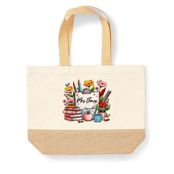 Personalised Tote Bag For Teacher Floral School Custom Name Personalised Accessories Purple Print House