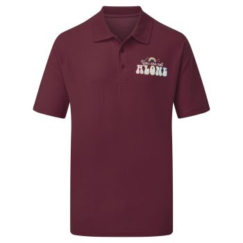Embroidered LGBTQ Pride Polo Shirt with You Are Not Alone Rainbow Text Embroidered LGBTQ Pride Polo Shirt with You Are Not Alone Rainbow Text Men's Clothing Purple Print House
