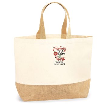 Embroidered Thank You Teacher Custom Jute Bag with Personalised Name Personalised Bags Purple Print House