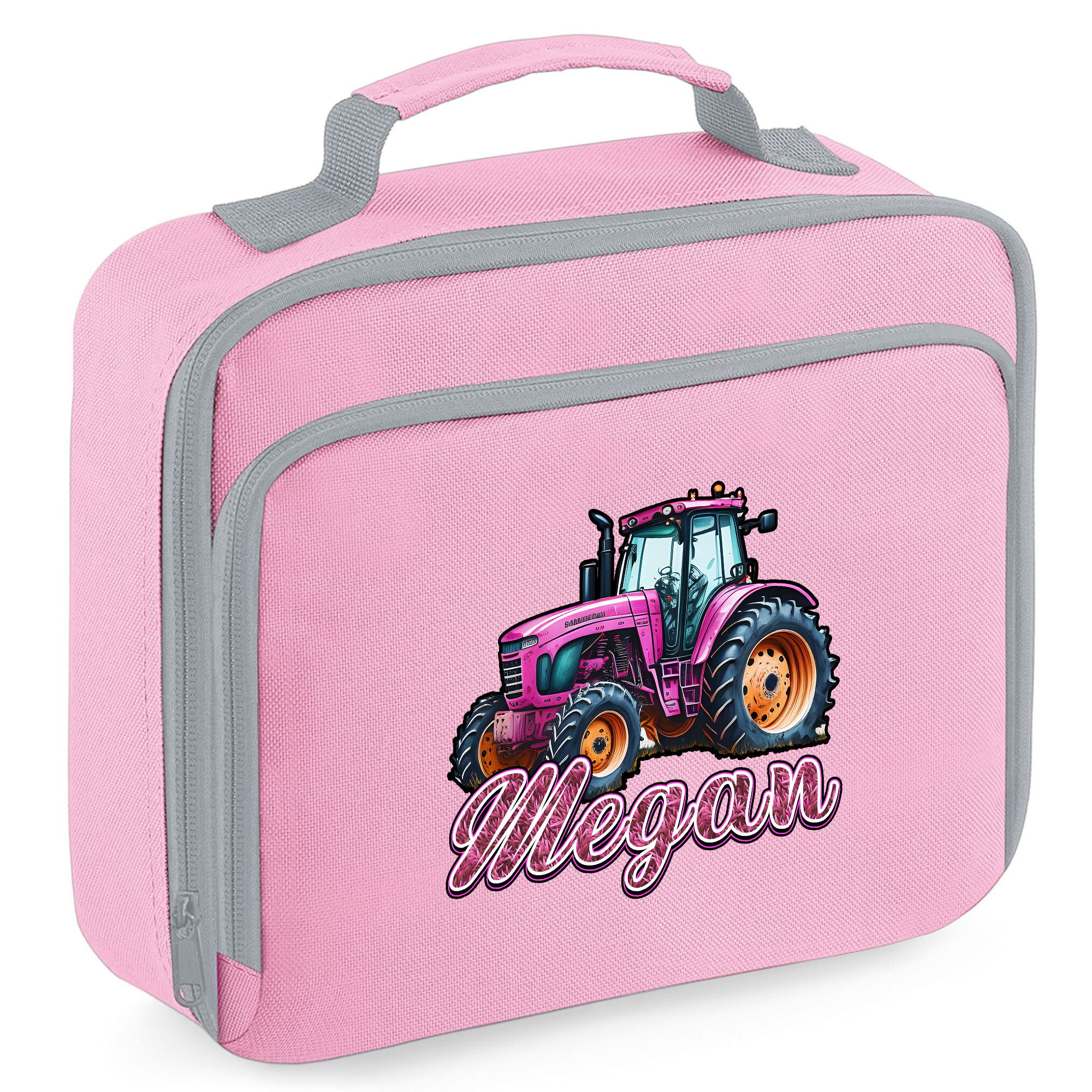 Girls Personalised Tractor Lunch Bag Kids Personalised Name