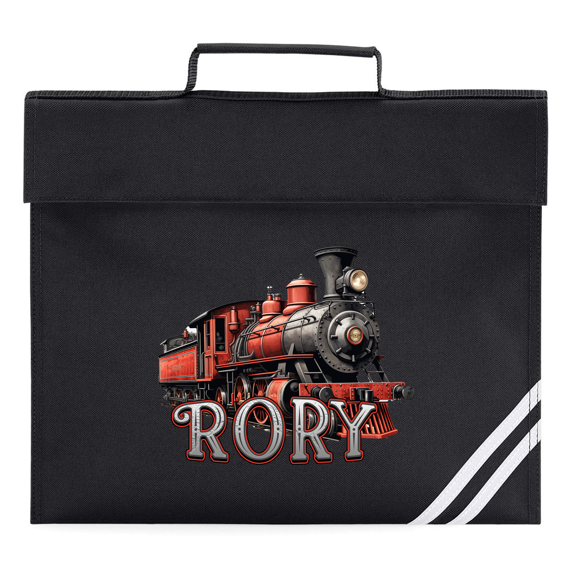 Personalised Kids Steam Train Bookbag Red Design Custom Boys