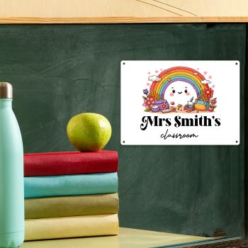 Teachers Personalised Metal Sign Custom Name Rainbow Wall Plaque Custom Metal Signs Purple Print House