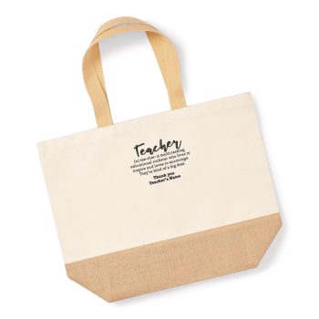 Embroidered Teacher Definition Custom Canvas Jute Bag With Personalised Name Personalised Bags Purple Print House