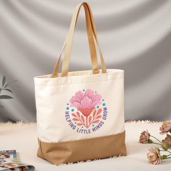 End Of Term Teachers Gift Canvas Jute Bag Helping Little Minds Grow End of Term Gifts Purple Print House