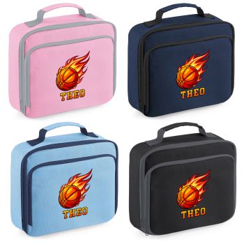 Personalised Kids Basketball Flame Lunch Bag with Custom Name for Sports Fans Kids Accessories Purple Print House