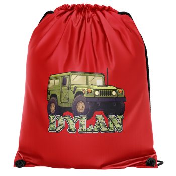 Personalised Boys Army Jeep Drawstring Bag Military Vehicle Design with Name Personalised Boys Army Jeep Drawstring Bag Military Vehicle Design with Name Back To School Purple Print House