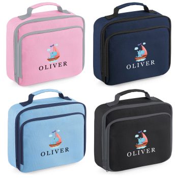 Personalised Kids Hippo Lunch Bag Hippopotamus Sailor Design for School Kids Accessories Purple Print House