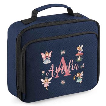 Girls Personalised Fairy Lunch Bag Custom Name and Initial Fairies Lunchbox Kids Accessories Purple Print House