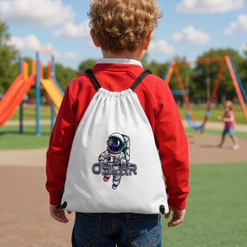 Custom Astronaut Drawstring Bag for Kids with Space Themed Personalised Name Drawstring Bags Purple Print House