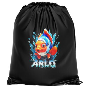 Kids Personalised Goldfish Drawstring Bag with Water Splash Design and Name Kids Personalised Goldfish Drawstring Bag with Water Splash Design and Name Drawstring Bags Purple Print House