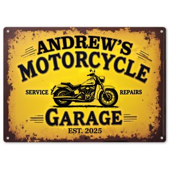 Personalised Motorbike Garage Metal Sign Motorcycle Service and Repairs Design Custom Metal Signs Purple Print House