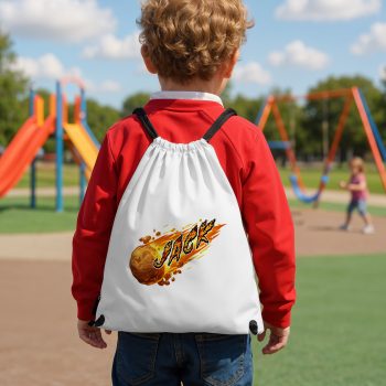 Kids Personalised Flying Meteoroid Drawstring Bag Space Theme and Custom Name Back To School Purple Print House