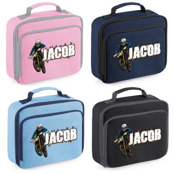 Boys Personalised Motorcross Lunch Bag Action Shot Design With Childs Name Boys Accessories Purple Print House