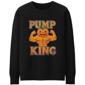 Funny Halloween Jumper For Men Pump King Pumpkin Bodybuilder Design Adult Sweatshirts Purple Print House