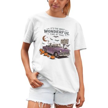 Funny Halloween Skeleton T Shirt for Women Most Wonderful Time Of Year Top Funny T-Shirts Purple Print House