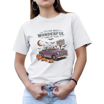 Funny Halloween Skeleton T Shirt for Women Most Wonderful Time Of Year Top Funny T-Shirts Purple Print House