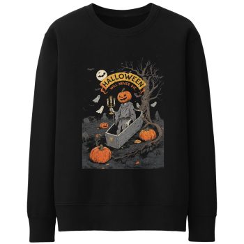Spooky Graveyard Halloween Adult Sweatshirt Haunted Cemetery Men Women Jumper Adult Sweatshirts Purple Print House