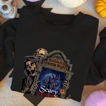 Spooky Halloween Sweatshirt Horror Nights Spooky Movie Graveyard Screen Men Women Jumper Adult Sweatshirts Purple Print House