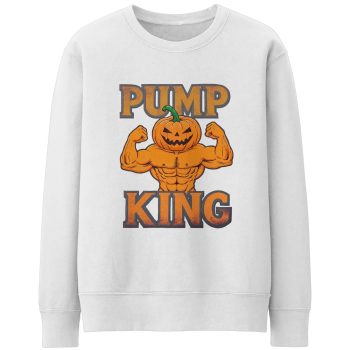 Funny Halloween Jumper For Men Pump King Pumpkin Bodybuilder Design Adult Sweatshirts Purple Print House