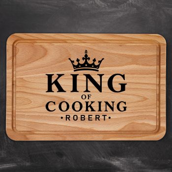 Personalised King Of Cooking Chopping Board With Added Name Decorative Chopping Boards Purple Print House