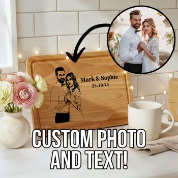 Personalised Image and Text Kitchen Board Custom Photo with added text Perfect Gift Decorative Chopping Boards Purple Print House