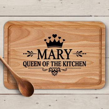 Personalised Queen Of The Kitchen Chopping Board Design With Added Name Decorative Chopping Boards Purple Print House