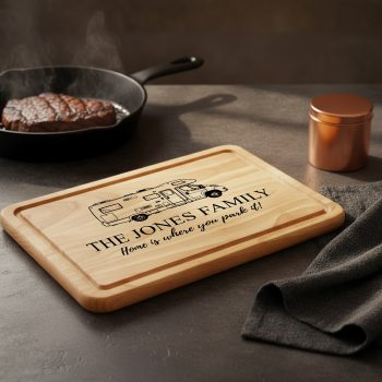 Custom Caravan Chopping Board Motor Home Is Where You Park It Design Camping Gifts Purple Print House