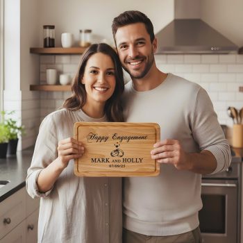 Personalised Engagement Chopping Board Happy Engagement Ring Design With Added Names And Date Decorative Chopping Boards Purple Print House