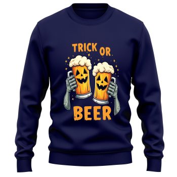 Funny Halloween Sweatshirt Trick Or Beer Skeleton Hands Cheers Adult Sweatshirts Purple Print House