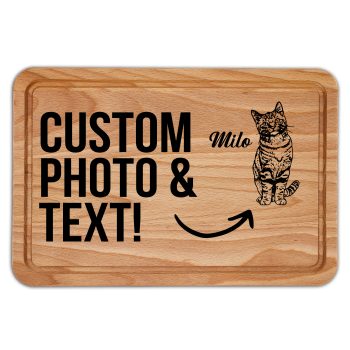 Personalised Cat Sketch Wooden Chopping Board Custom Photo and Text Decorative Chopping Boards Purple Print House