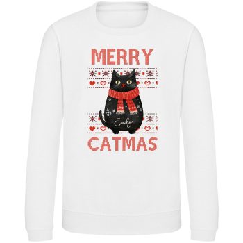 Personalised Christmas Cat Girls Sweater Black Cat Fair Isle Xmas Jumper Christmas Clothing Purple Print House