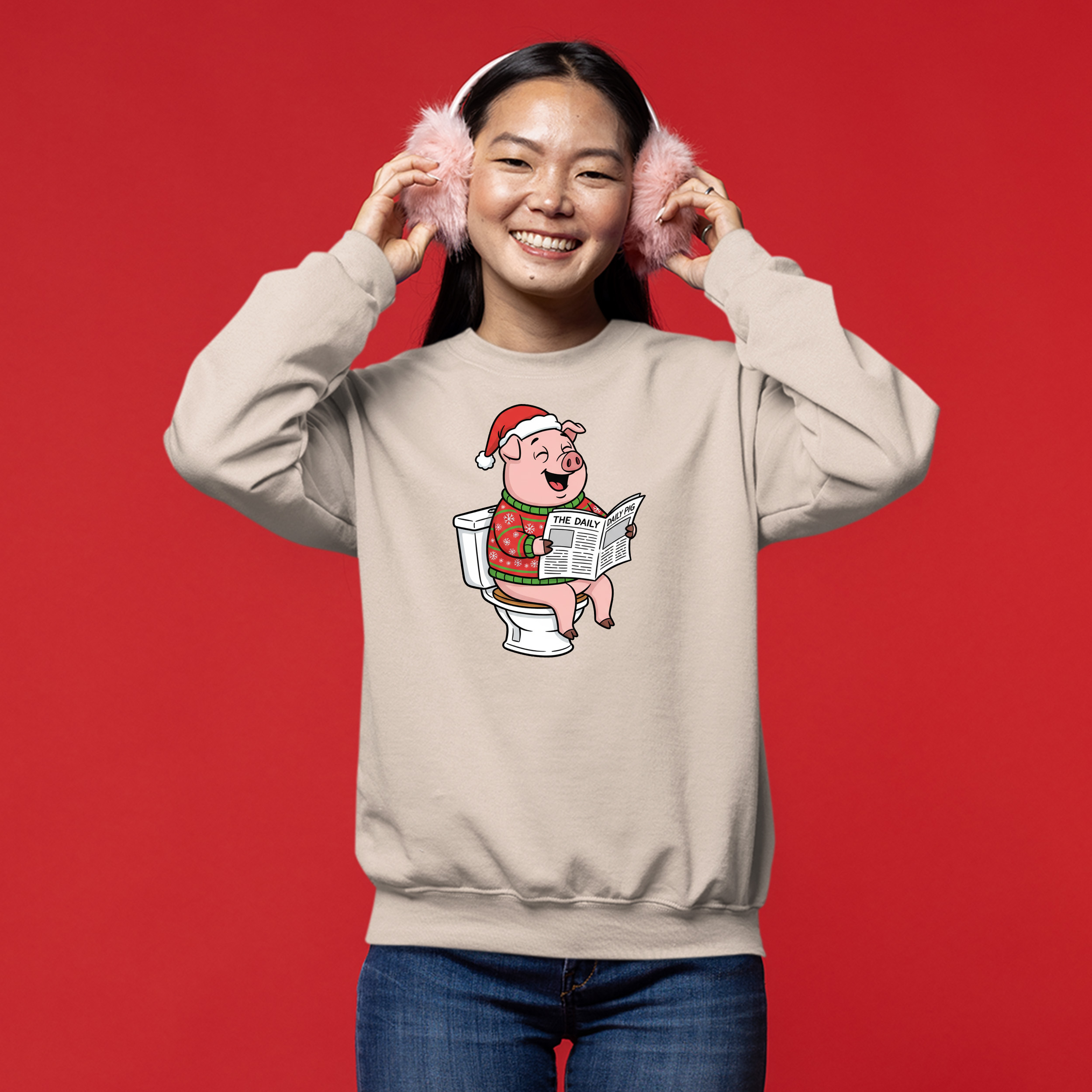 Sweatshirt Cochon De Noël Ugly Christmas – Pull Amusant Festif Pour Les Fêtes, Motif Cochon Joyeux